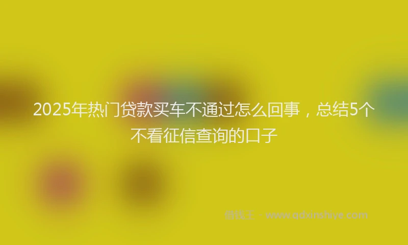 2025年热门贷款买车不通过怎么回事，总结5个不看征信查询的口子