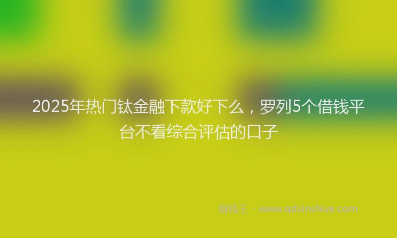 2025年热门钛金融下款好下么,罗列5个借钱平台不看综合评估的口子