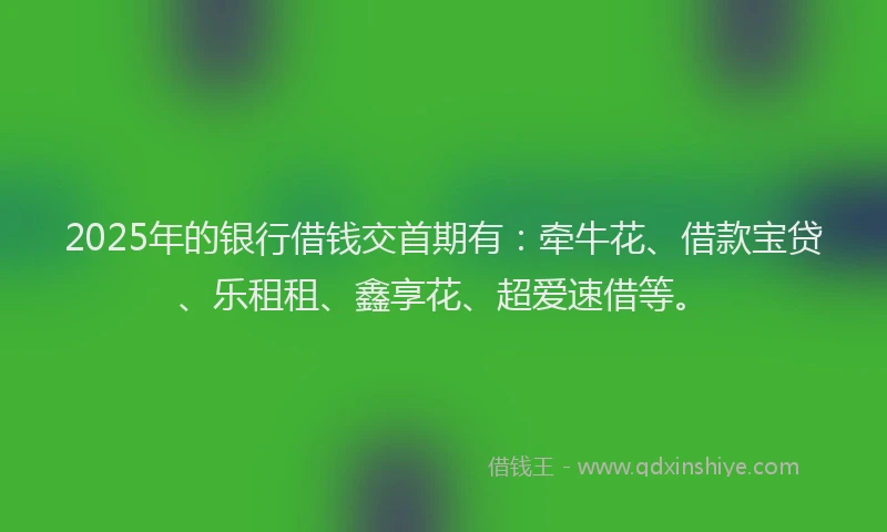 2025年的银行借钱交首期有:牵牛花、借款宝贷、乐租租、鑫享花、超爱速借等。