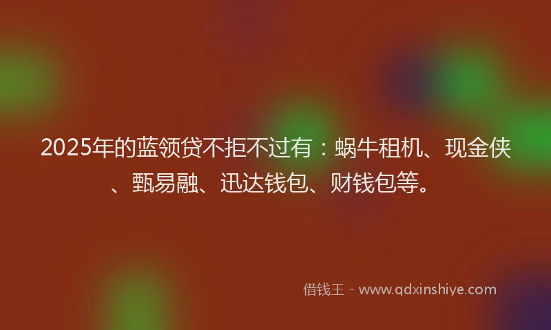 2025年的蓝领贷不拒不过有：蜗牛租机、现金侠、甄易融、迅达钱包、财钱包等。