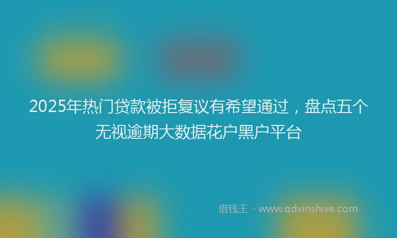 2025年热门贷款被拒复议有希望通过，盘点五个无视逾期大数据花户黑户平台