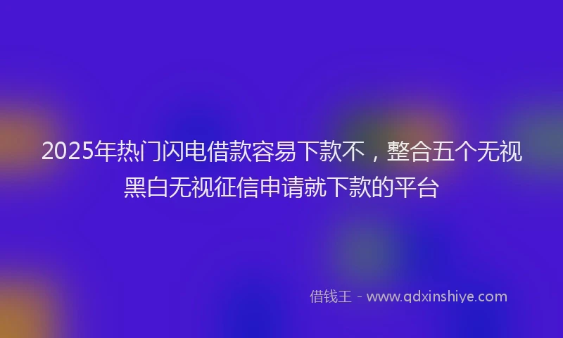 2025年热门闪电借款容易下款不，整合五个无视黑白无视征信申请就下款的平台