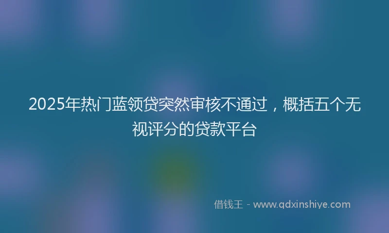 2025年热门蓝领贷突然审核不通过，概括五个无视评分的贷款平台
