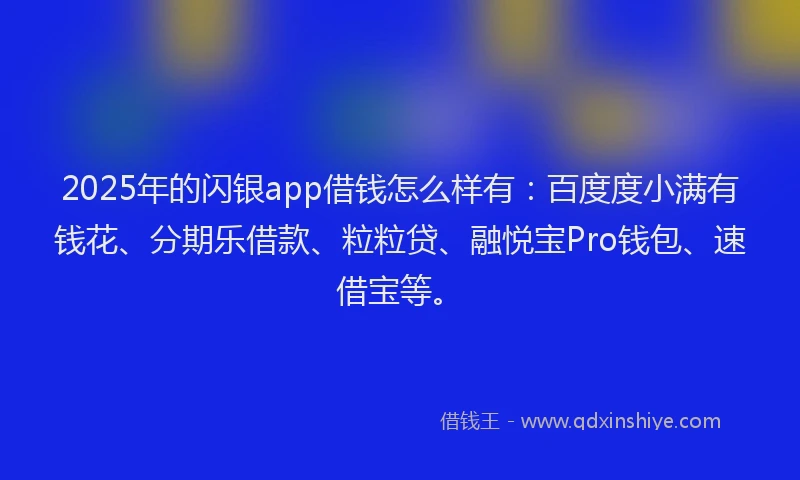 2025年的闪银app借钱怎么样有：百度度小满有钱花、分期乐借款、粒粒贷、融悦宝Pro钱包、速借宝等。