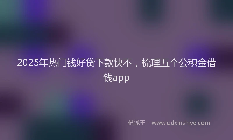 2025年热门钱好贷下款快不，梳理五个公积金借钱app