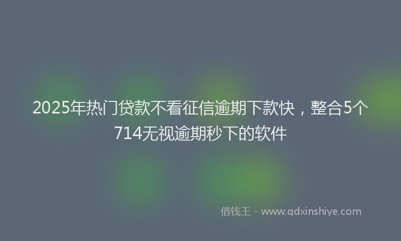 2025年热门贷款不看征信逾期下款快,整合5个714无视逾期秒下的软件
