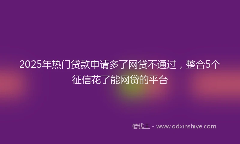 2025年热门贷款申请多了网贷不通过,整合5个征信花了能网贷的平台