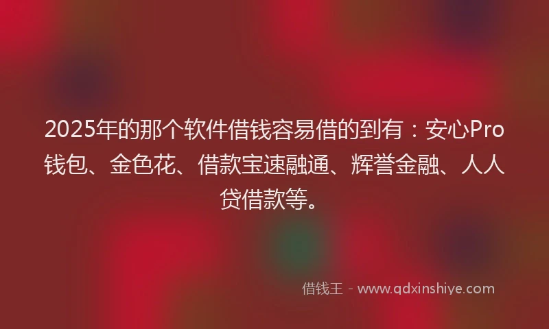 2025年的那个软件借钱容易借的到有：安心Pro钱包、金色花、借款宝速融通、辉誉金融、人人贷借款等。