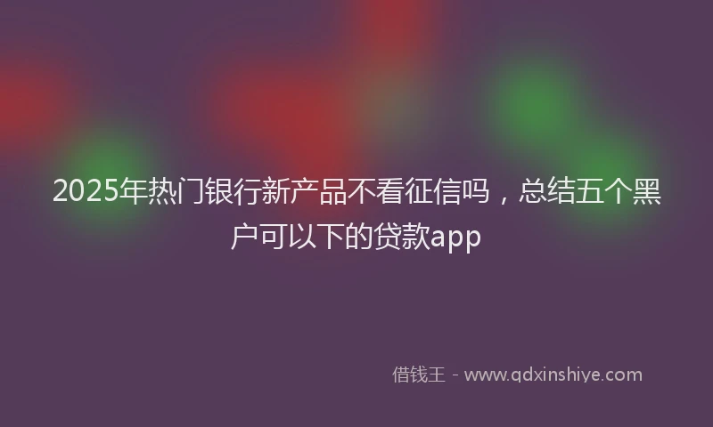 2025年热门银行新产品不看征信吗，总结五个黑户可以下的贷款app