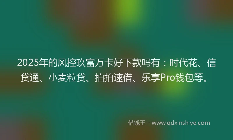 2025年的风控玖富万卡好下款吗有:时代花、信贷通、小麦粒贷、拍拍速借、乐享Pro钱包等。