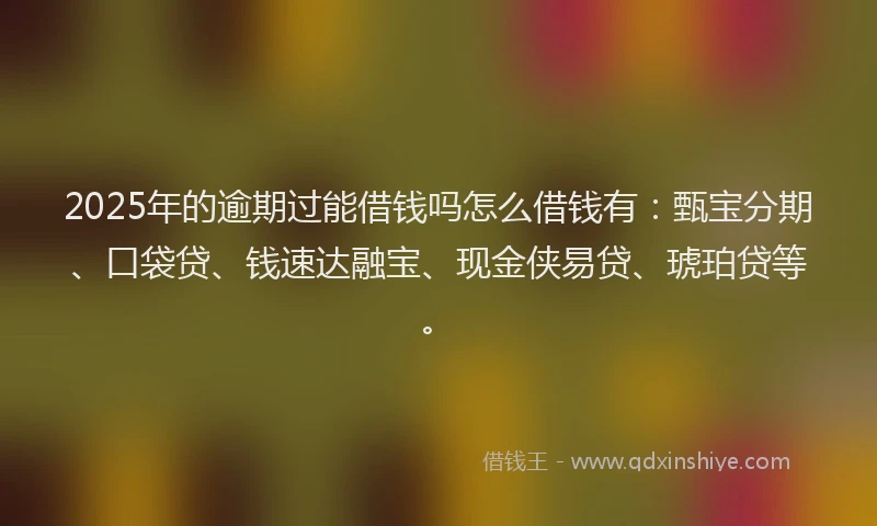 2025年的逾期过能借钱吗怎么借钱有:甄宝分期、口袋贷、钱速达融宝、现金侠易贷、琥珀贷等。