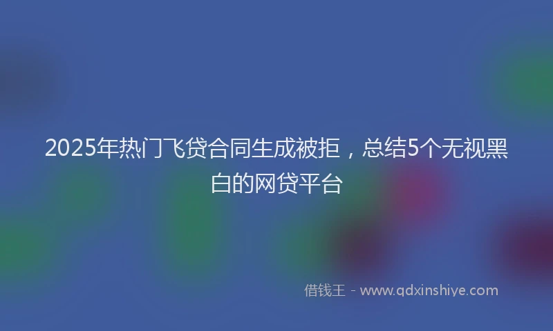 2025年热门飞贷合同生成被拒，总结5个无视黑白的网贷平台