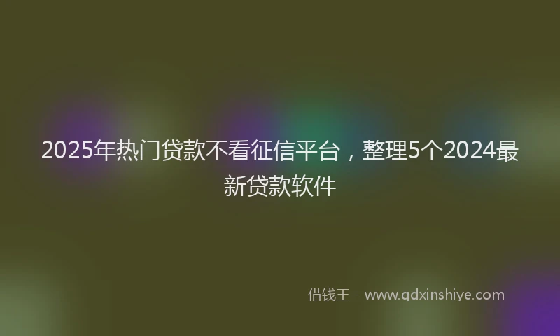 2025年热门贷款不看征信平台,整理5个2024最新贷款软件