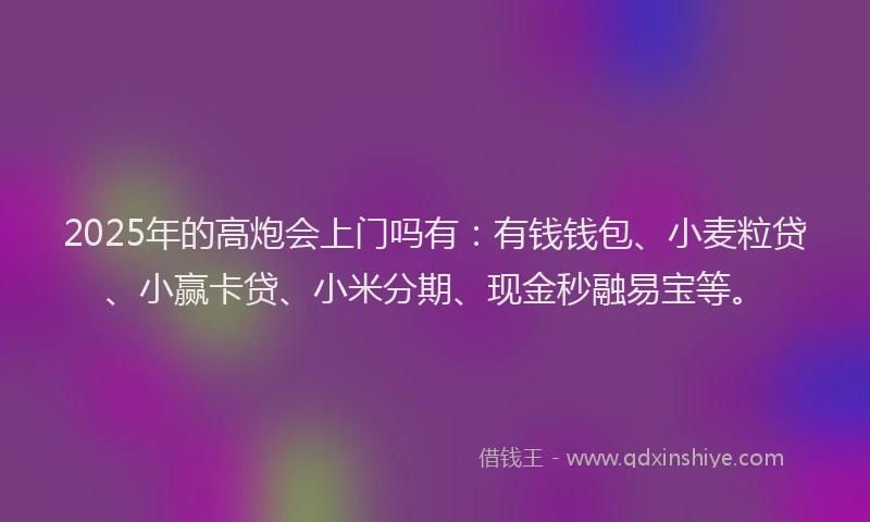 2025年的高炮会上门吗有：有钱钱包、小麦粒贷、小赢卡贷、小米分期、现金秒融易宝等。