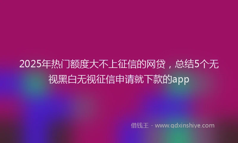 2025年热门额度大不上征信的网贷，总结5个无视黑白无视征信申请就下款的app