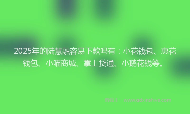 2025年的陆慧融容易下款吗有：小花钱包、惠花钱包、小喵商城、掌上贷通、小鹅花钱等。