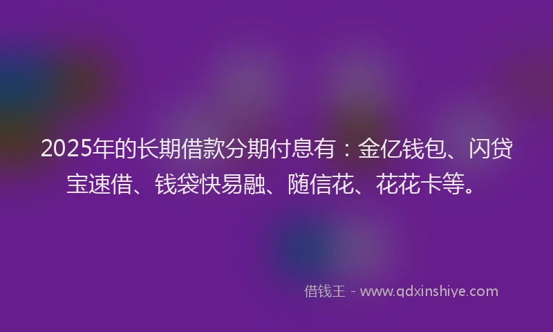 2025年的长期借款分期付息有：金亿钱包、闪贷宝速借、钱袋快易融、随信花、花花卡等。