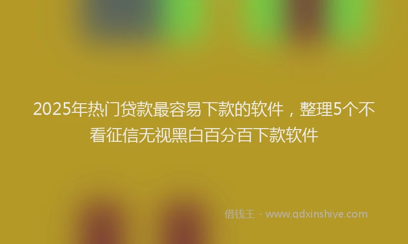 2025年热门贷款最容易下款的软件,整理5个不看征信无视黑白百分百下款软件