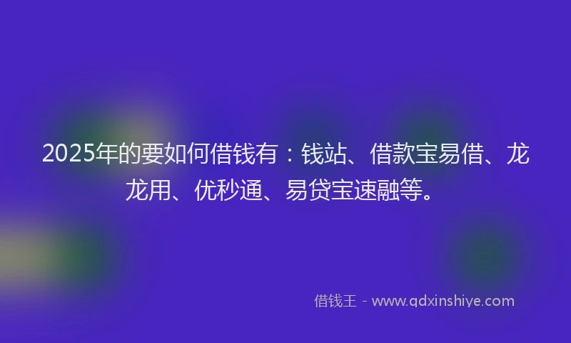 2025年的要如何借钱有：钱站、借款宝易借、龙龙用、优秒通、易贷宝速融等。