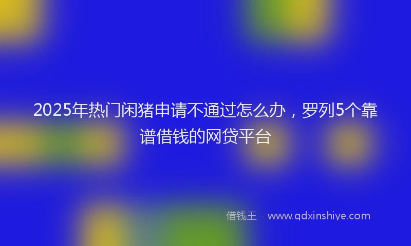 2025年热门闲猪申请不通过怎么办，罗列5个靠谱借钱的网贷平台