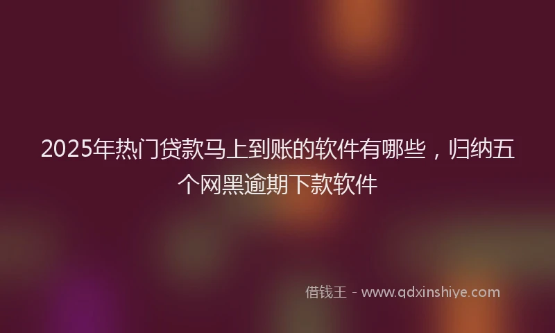 2025年热门贷款马上到账的软件有哪些,归纳五个网黑逾期下款软件
