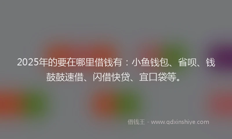 2025年的要在哪里借钱有：小鱼钱包、省呗、钱鼓鼓速借、闪借快贷、宜口袋等。