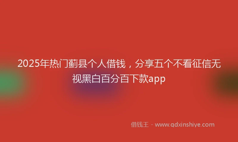 2025年热门蓟县个人借钱，分享五个不看征信无视黑白百分百下款app