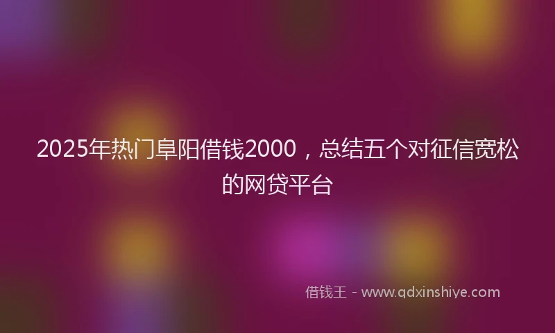 2025年热门阜阳借钱2000，总结五个对征信宽松的网贷平台