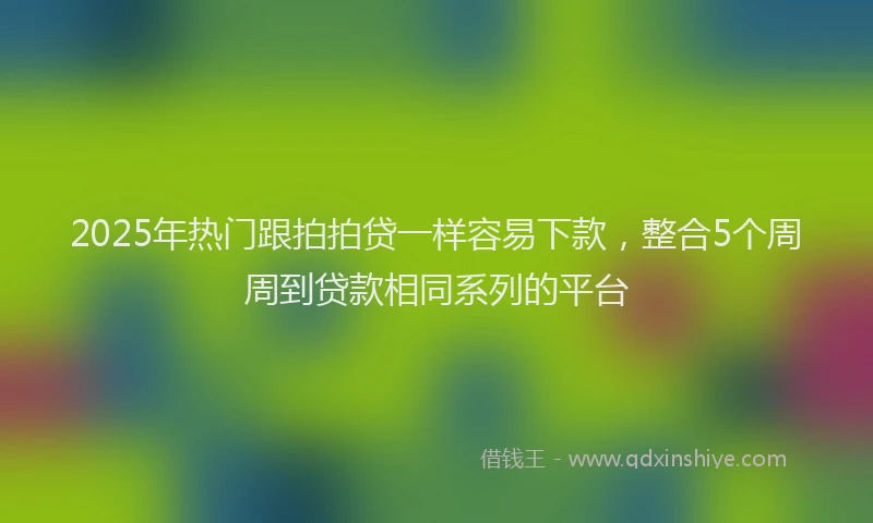 2025年热门跟拍拍贷一样容易下款,整合5个周周到贷款相同系列的平台