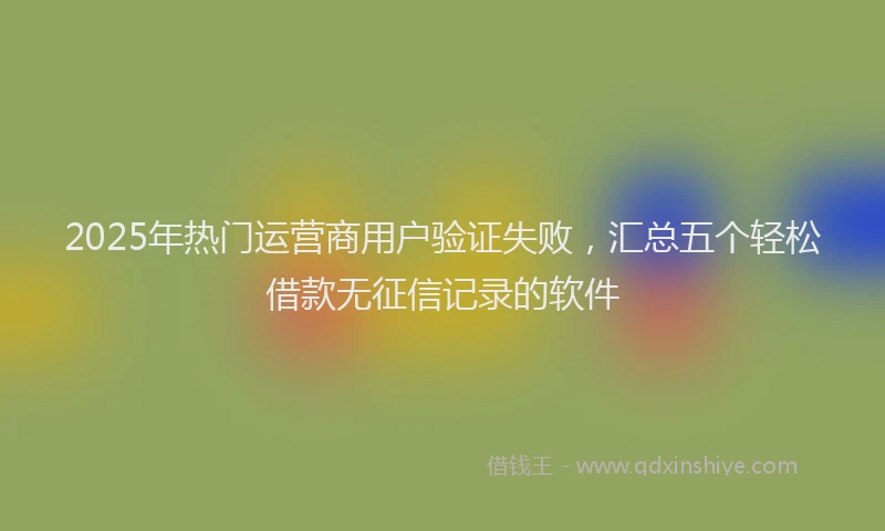 2025年热门运营商用户验证失败,汇总五个轻松借款无征信记录的软件
