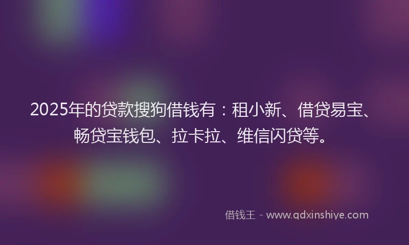 2025年的贷款搜狗借钱有:租小新、借贷易宝、畅贷宝钱包、拉卡拉、维信闪贷等。