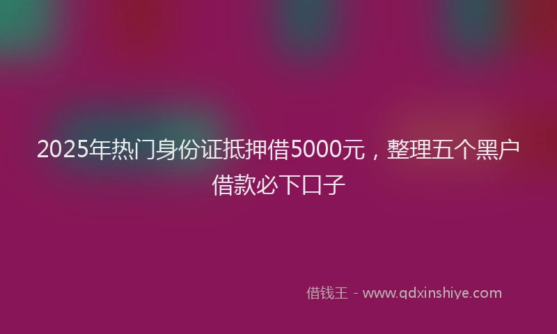 2025年热门身份证抵押借5000元,整理五个黑户借款必下口子