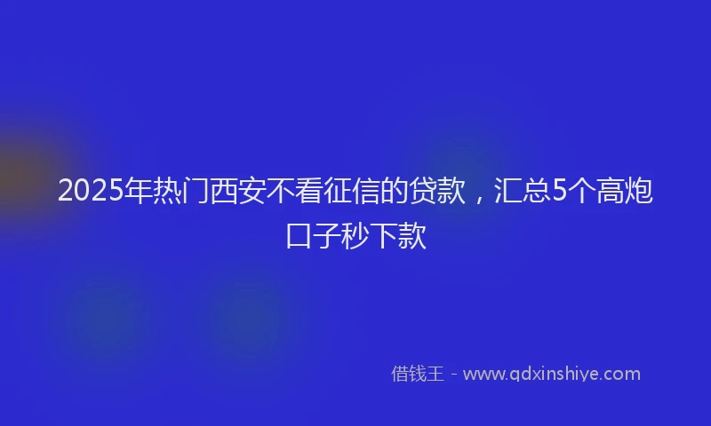 2025年热门西安不看征信的贷款，汇总5个高炮口子秒下款