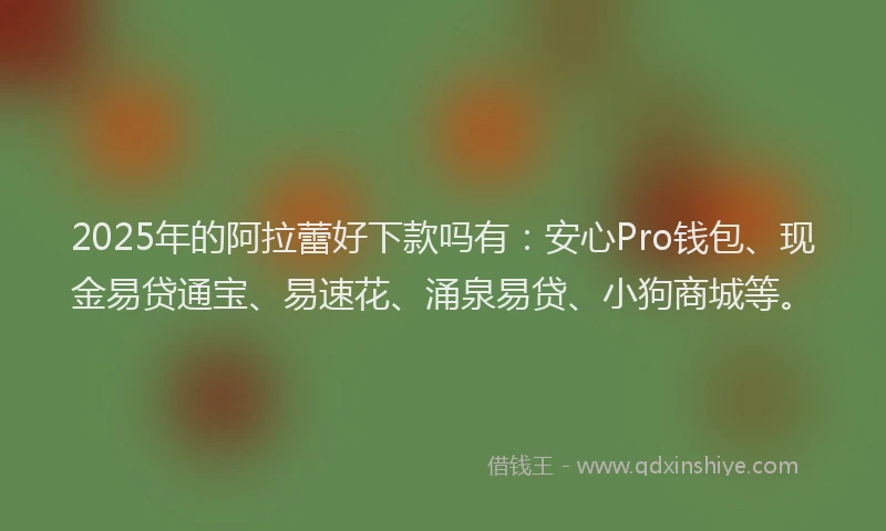2025年的阿拉蕾好下款吗有：安心Pro钱包、现金易贷通宝、易速花、涌泉易贷、小狗商城等。