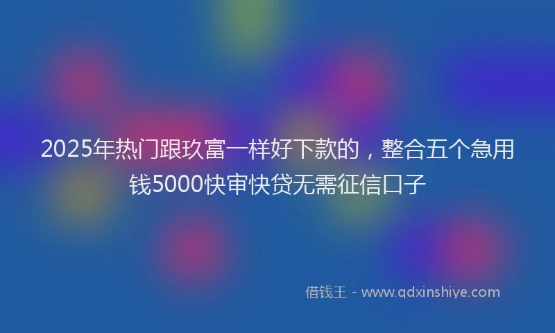 2025年热门跟玖富一样好下款的，整合五个急用钱5000快审快贷无需征信口子