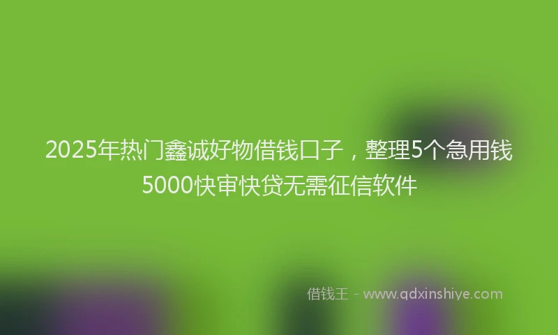 2025年热门鑫诚好物借钱口子，整理5个急用钱5000快审快贷无需征信软件