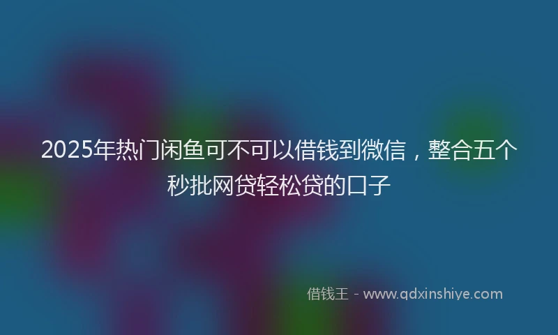2025年热门闲鱼可不可以借钱到微信，整合五个秒批网贷轻松贷的口子