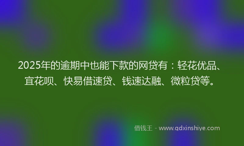 2025年的逾期中也能下款的网贷有:轻花优品、宜花呗、快易借速贷、钱速达融、微粒贷等。