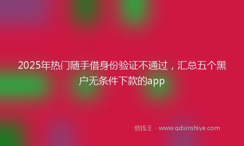 2025年热门随手借身份验证不通过，汇总五个黑户无条件下款的app