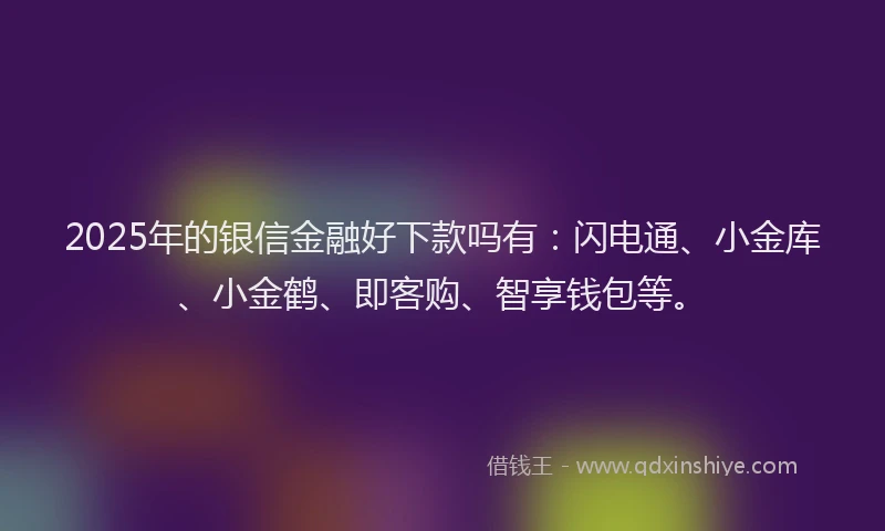 2025年的银信金融好下款吗有：闪电通、小金库、小金鹤、即客购、智享钱包等。