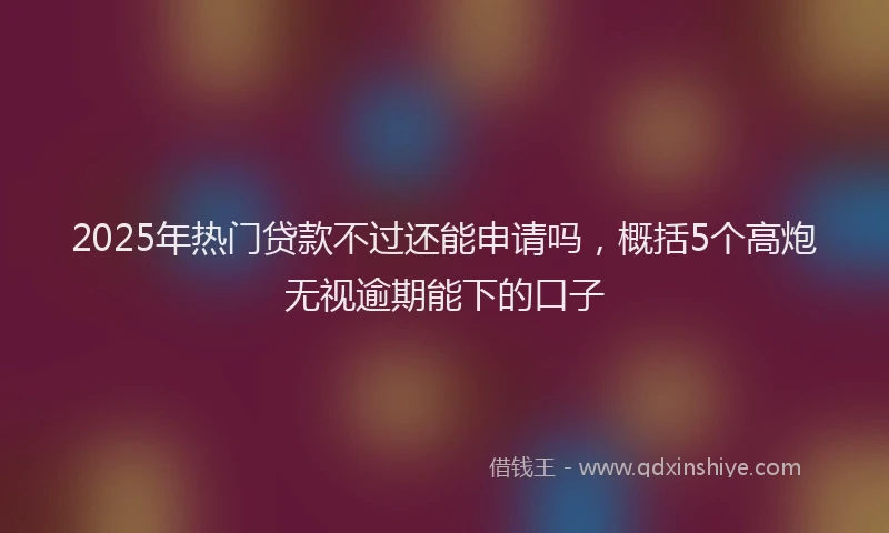 2025年热门贷款不过还能申请吗,概括5个高炮无视逾期能下的口子