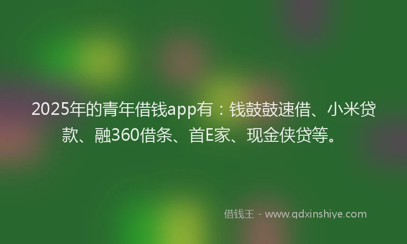 2025年的青年借钱app有:钱鼓鼓速借、小米贷款、融360借条、首E家、现金侠贷等。