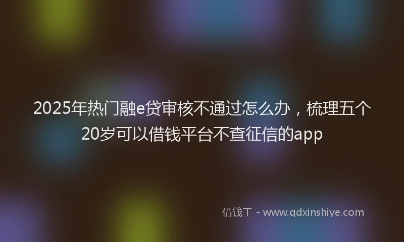 2025年热门融e贷审核不通过怎么办，梳理五个20岁可以借钱平台不查征信的app
