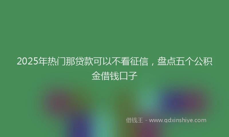 2025年热门那贷款可以不看征信,盘点五个公积金借钱口子