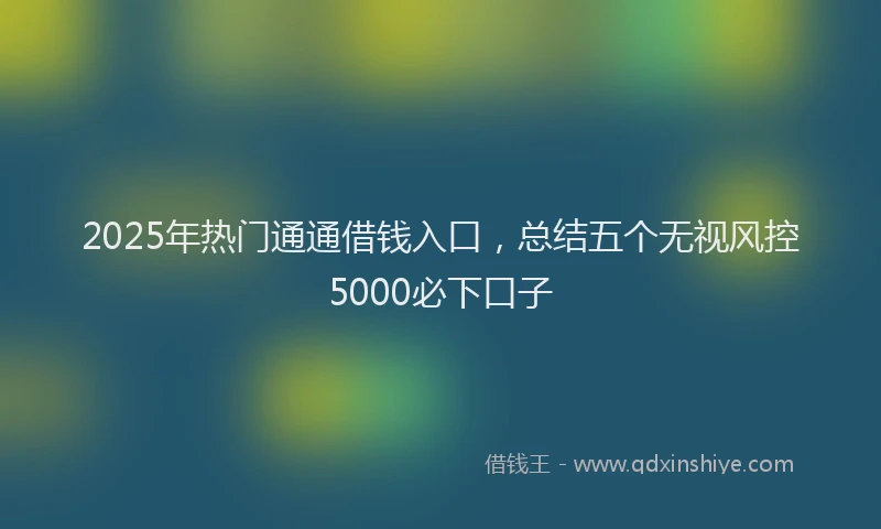 2025年热门通通借钱入口，总结五个无视风控5000必下口子
