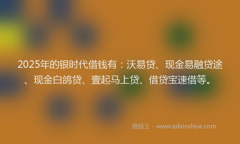 2025年的银时代借钱有：沃易贷、现金易融贷途、现金白鸽贷、壹起马上贷、借贷宝速借等。