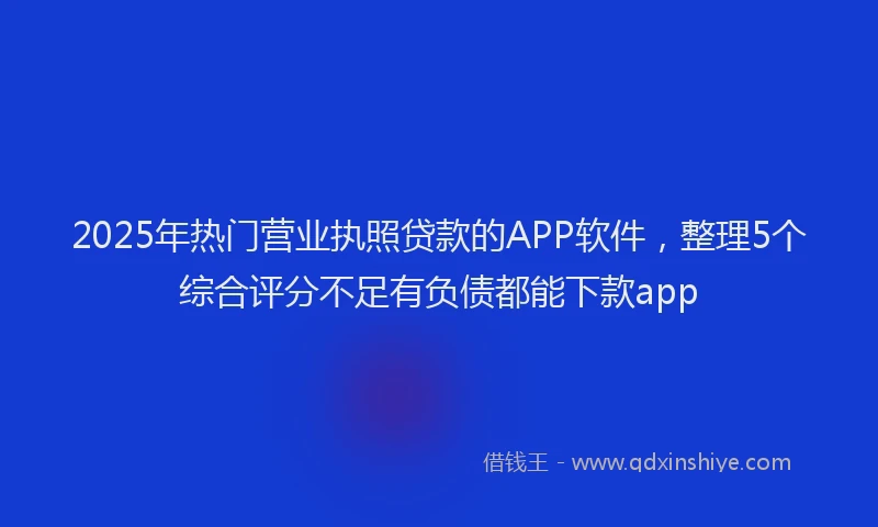2025年热门营业执照贷款的APP软件，整理5个综合评分不足有负债都能下款app