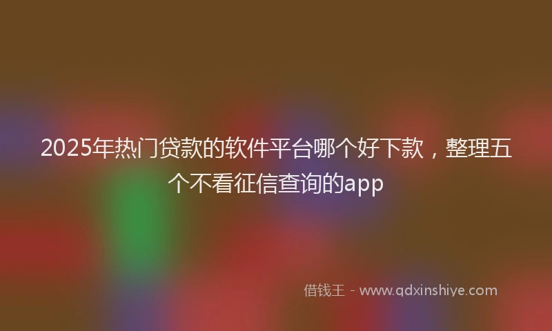 2025年热门贷款的软件平台哪个好下款,整理五个不看征信查询的app
