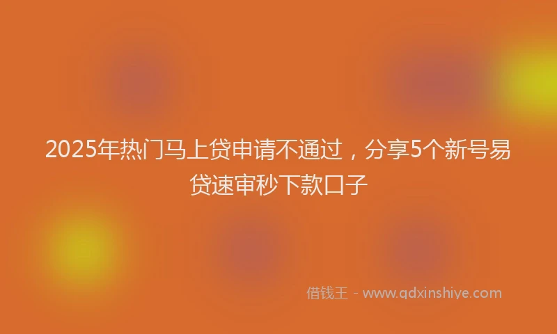 2025年热门马上贷申请不通过，分享5个新号易贷速审秒下款口子