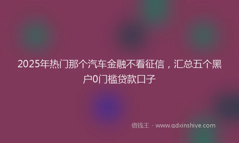 2025年热门那个汽车金融不看征信，汇总五个黑户0门槛贷款口子